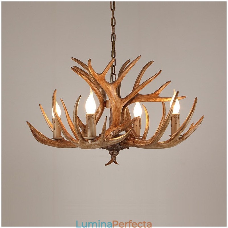 Candelabru antic Antler cu 4 lumini, rustic artistic, retro