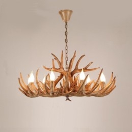Candelabru antic cu 9 lumini pe două niveluri, rustic, artistic, retro, coarne