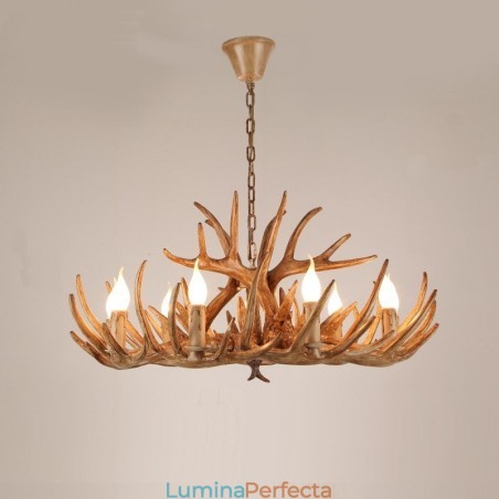 Candelabru antic cu 9 lumini pe două niveluri, rustic, artistic, retro, coarne Candelabru antic cu 9 lumini pe două niveluri, rustic, artistic, retro, coarne