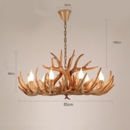 Candelabru antic cu 9 lumini pe două niveluri, rustic, artistic, retro, coarne