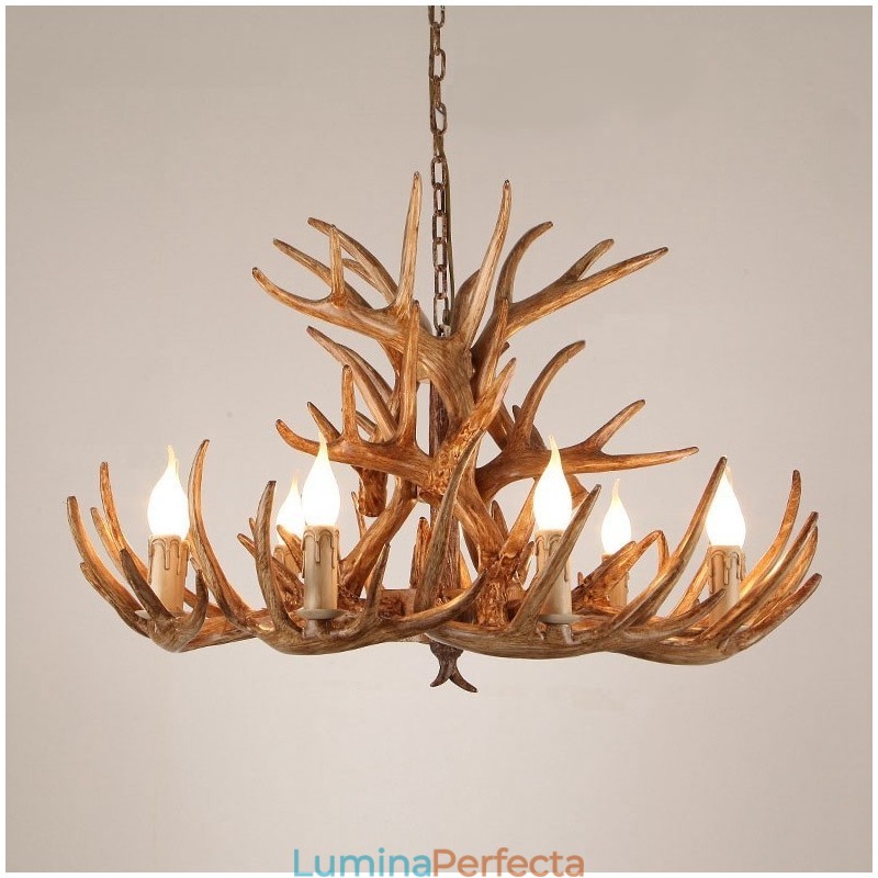9 Lumini Trei Nivele Rustic Artistic Retro Antler Candelabru Antic