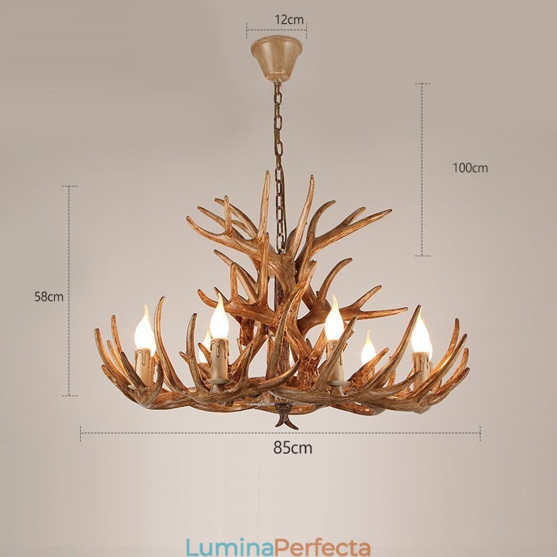 9 Lumini Trei Nivele Rustic Artistic Retro Antler Candelabru Antic