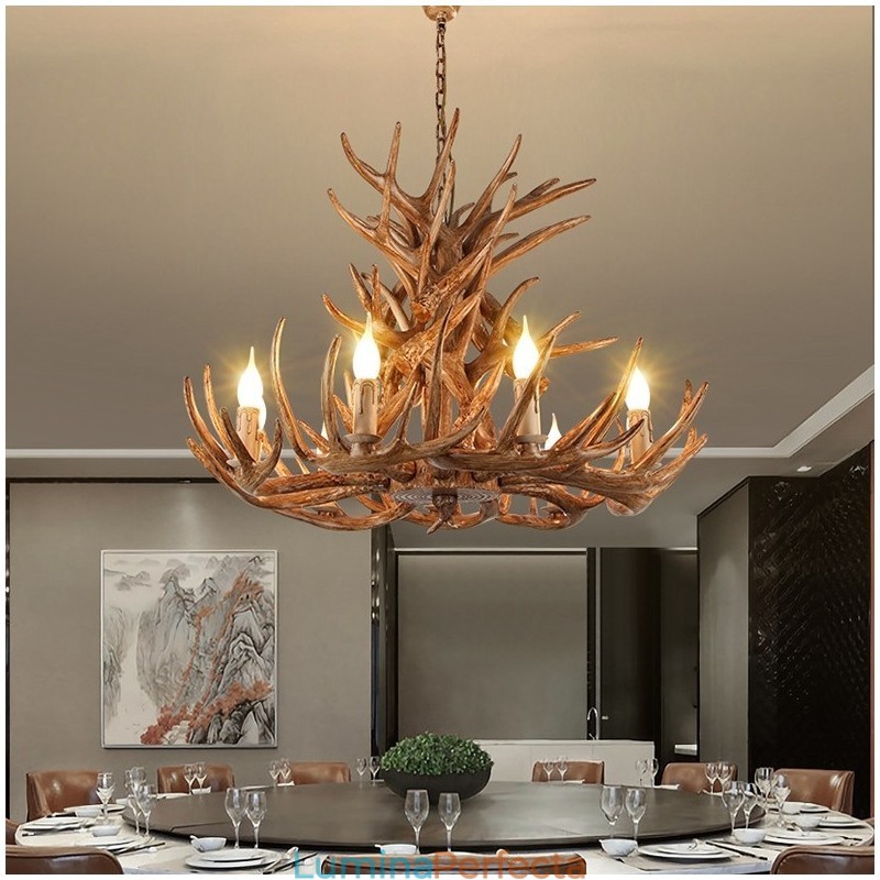 9 Lumini 4 Nivele Rustic Artistic Retro Antler Candelabru Antic