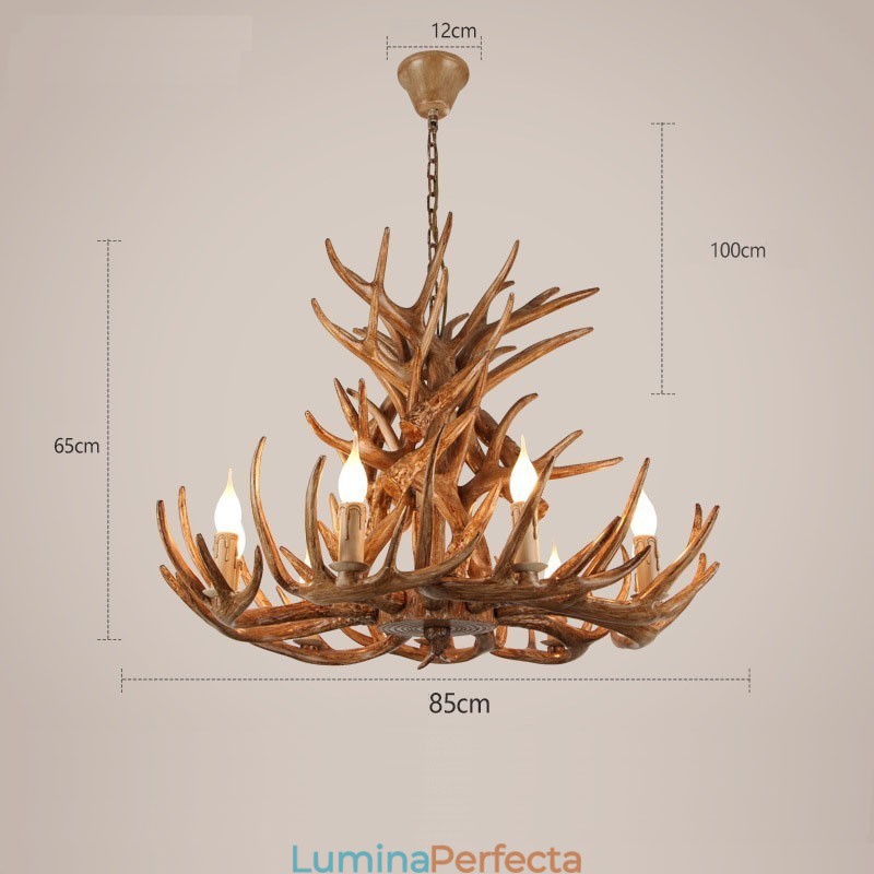9 Lumini 4 Nivele Rustic Artistic Retro Antler Candelabru Antic