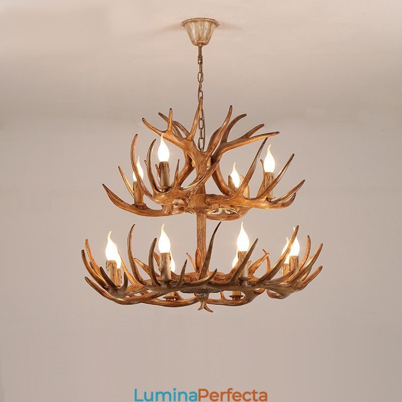 12 (8+4) Lumină 2 Nivele Rustic Artistic Retro Antler Antic Candelabru