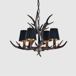 Candelabru antic Antler cu 4 lumini, negru, rustic, artistic, retro, cu nuante