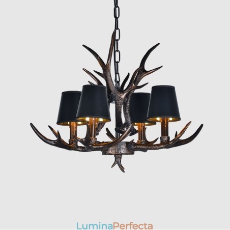 Candelabru antic Antler cu 4 lumini, negru, rustic, artistic, retro, cu nuante Candelabru antic Antler cu 4 lumini, negru, rustic, artistic, retro, cu nuante