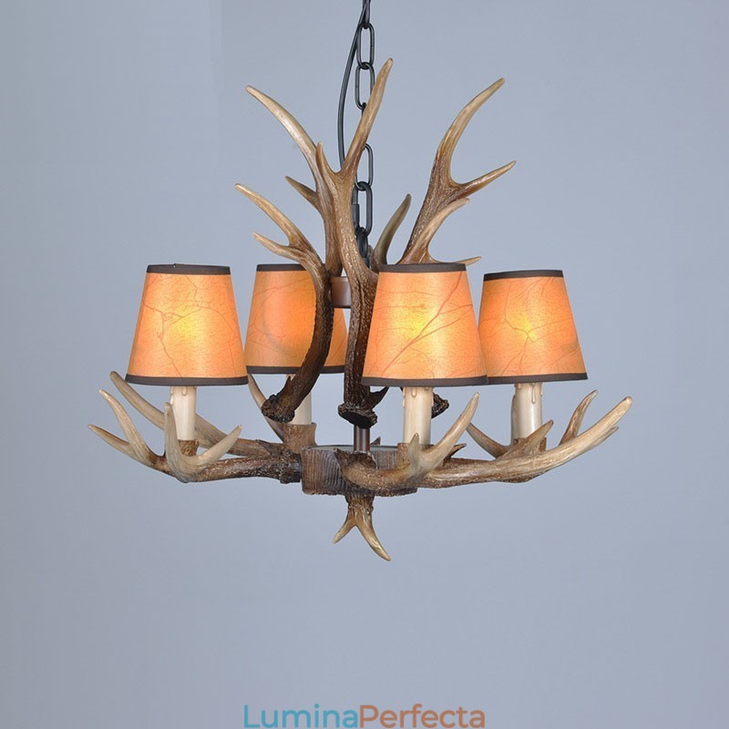 Candelabru antic cu 4 lumini, rustic, artistic, retro, coarne