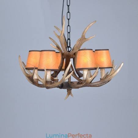 Candelabru antic Antler cu 6 lumini, rustic, artistic, retro, cu nuante Candelabru antic Antler cu 6 lumini, rustic, artistic, retro, cu nuante