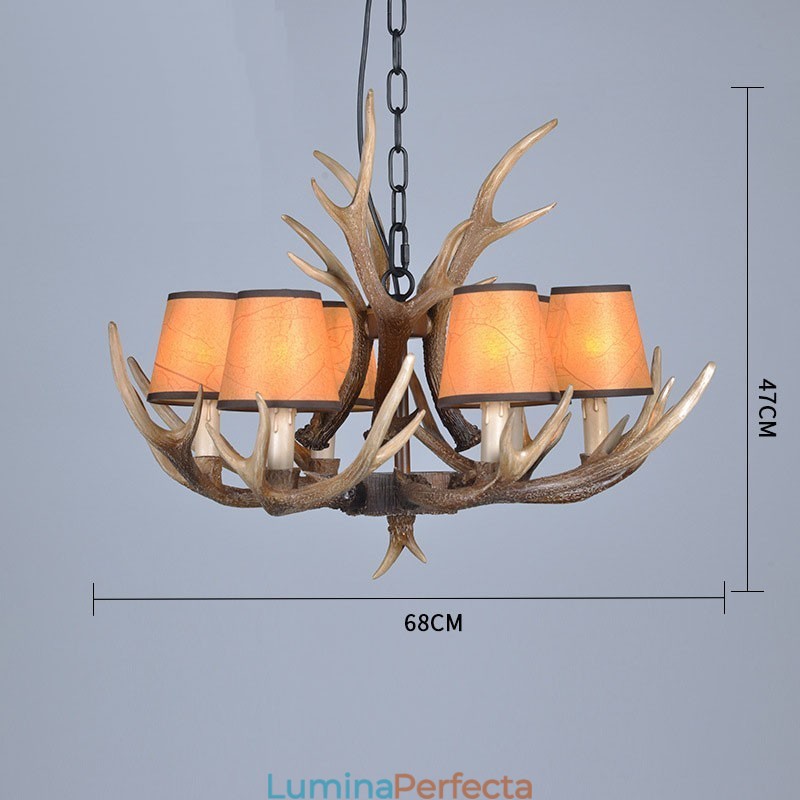 Candelabru antic Antler cu 6 lumini, rustic, artistic, retro, cu nuante