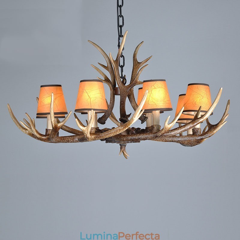 Candelabru antic Antler cu 8 lumini, rustic, artistic, retro, cu nuante