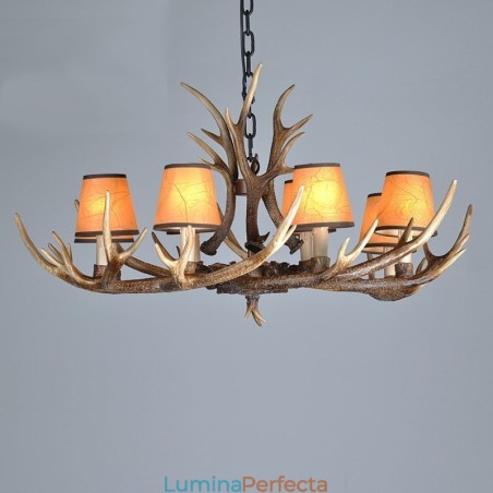 Candelabru antic Antler cu 8 lumini, rustic, artistic, retro, cu nuante Candelabru antic Antler cu 8 lumini, rustic, artistic, retro, cu nuante