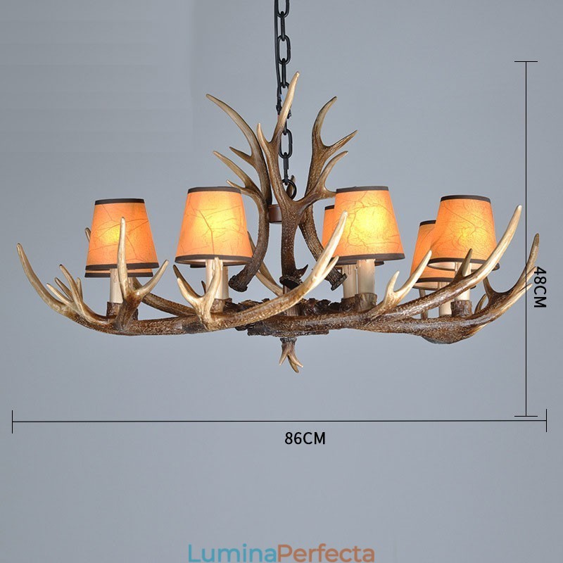 Candelabru antic Antler cu 8 lumini, rustic, artistic, retro, cu nuante