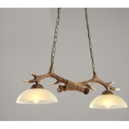 2 Maro deschis Rustic Artistic Retro Antler Vechi suspendat cu abajur din sticlă