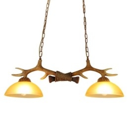 2 Maro deschis Rustic Artistic Retro Antler Vechi suspendat cu abajur din sticlă