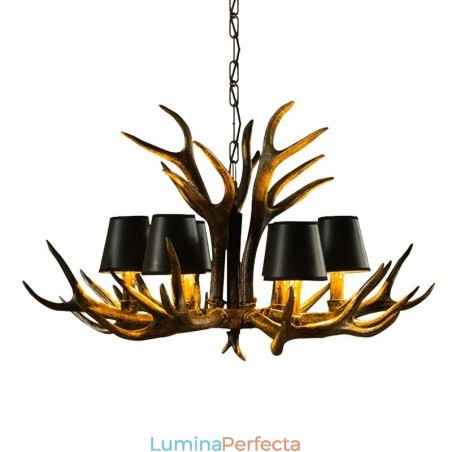 Candelabru antic Antler cu 6 lumini, negru, rustic, artistic, retro, cu nuante Candelabru antic Antler cu 6 lumini, negru, rustic, artistic, retro, cu nuante