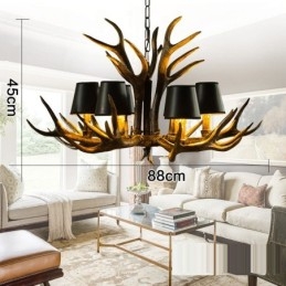Candelabru antic Antler cu 6 lumini, negru, rustic, artistic, retro, cu nuante
