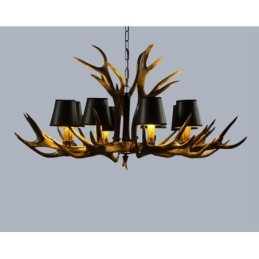 Candelabru antic Antler cu 8 lumini, negru, rustic, artistic, retro, cu nuante