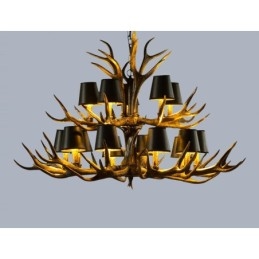 Candelabru antic Antler cu 15 negru deschis, rustic, artistic, retro, cu nuante