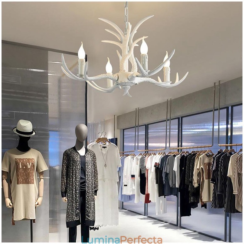 Candelabru antic cu 4 lumini, alb, rustic, artistic, retro Antler
