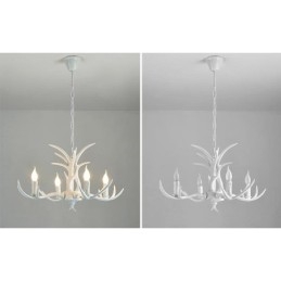 Candelabru antic cu 4 lumini, alb, rustic, artistic, retro Antler