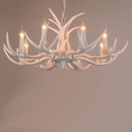 Candelabru antic Antler cu 8 lumini alb, rustic artistic, retro