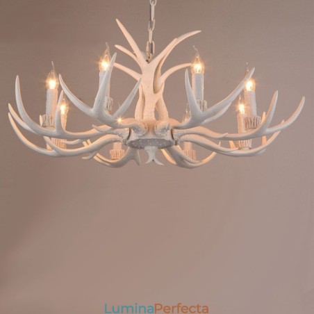 Candelabru antic Antler cu 8 lumini alb, rustic artistic, retro Candelabru antic Antler cu 8 lumini alb, rustic artistic, retro