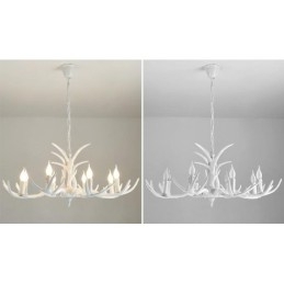 Candelabru antic Antler cu 8 lumini alb, rustic artistic, retro