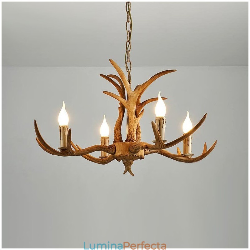 Candelabru antic Antler cu 4 lumini, rustic artistic, retro