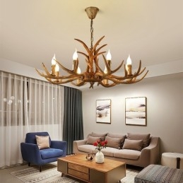 Candelabru antic Antler cu 8 lumini, rustic artistic, retro
