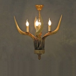 Candelabru antic Antler cu 4 lumini, rustic artistic, retro