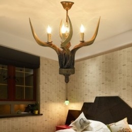 Candelabru antic Antler cu 4 lumini, rustic artistic, retro