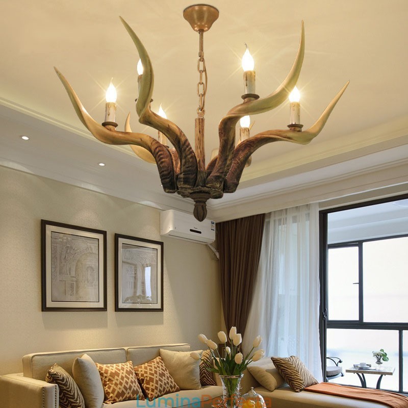 6 Lumini Rustic Artistic Retro Antler Candelabru Antic