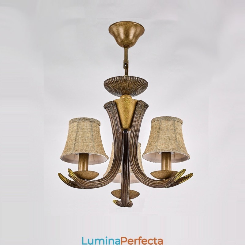 Candelabru antic Antler cu 3 lumini, rustic, artistic, retro, cu nuante