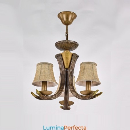 Candelabru antic Antler cu 3 lumini, rustic, artistic, retro, cu nuante Candelabru antic Antler cu 3 lumini, rustic, artistic, retro, cu nuante