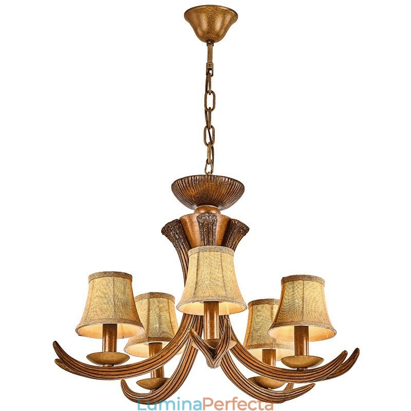 Candelabru antic Antler cu 5 lumini, rustic, artistic, retro, cu nuante