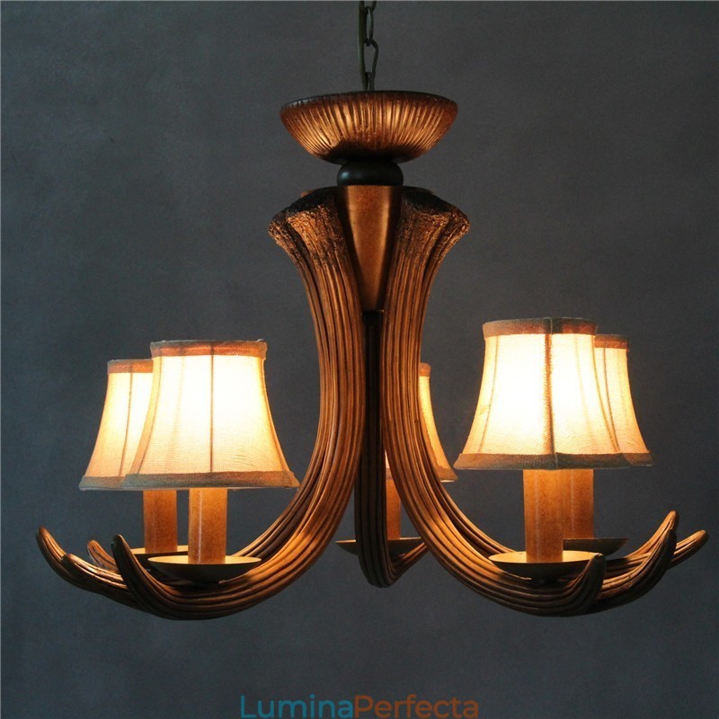 Candelabru antic Antler cu 5 lumini, rustic, artistic, retro, cu nuante