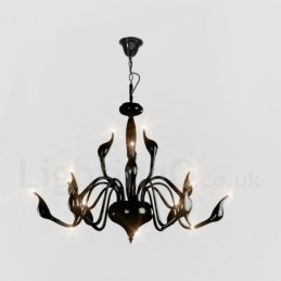 Candelabru din metal galvanizat modern, negru, cu 15 lumini