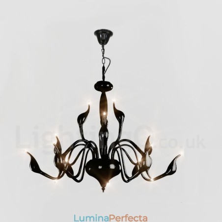 Candelabru din metal galvanizat modern, negru, cu 15 lumini Candelabru din metal galvanizat modern, negru, cu 15 lumini