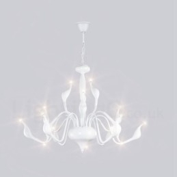 Candelabru din metal galvanizat modern, alb, cu 15 lumini