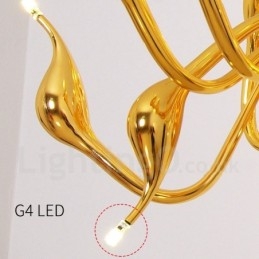 Candelabru din metal galvanizat, contemporan, modern, cromat, cu 9 lumini