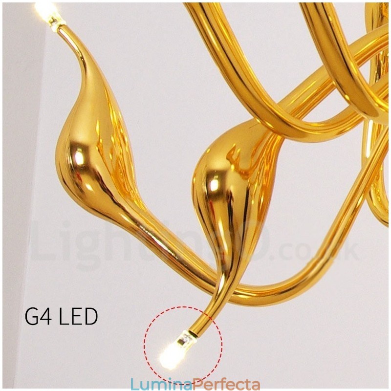 Candelabru din metal galvanizat, contemporan, modern, cromat, cu 9 lumini