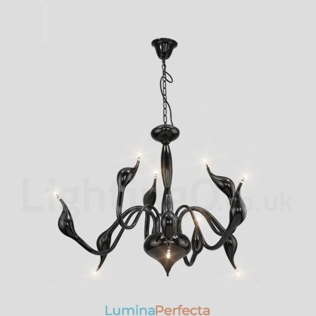 Candelabru din metal galvanizat modern, negru, cu 9 lumini Candelabru din metal galvanizat modern, negru, cu 9 lumini