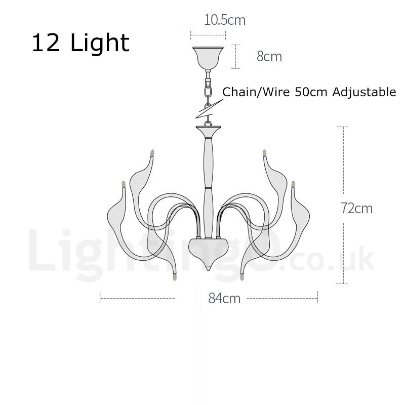 Candelabru din metal alb, modern, cu 12 lumini