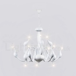 Candelabru din metal alb, modern, cu 12 lumini