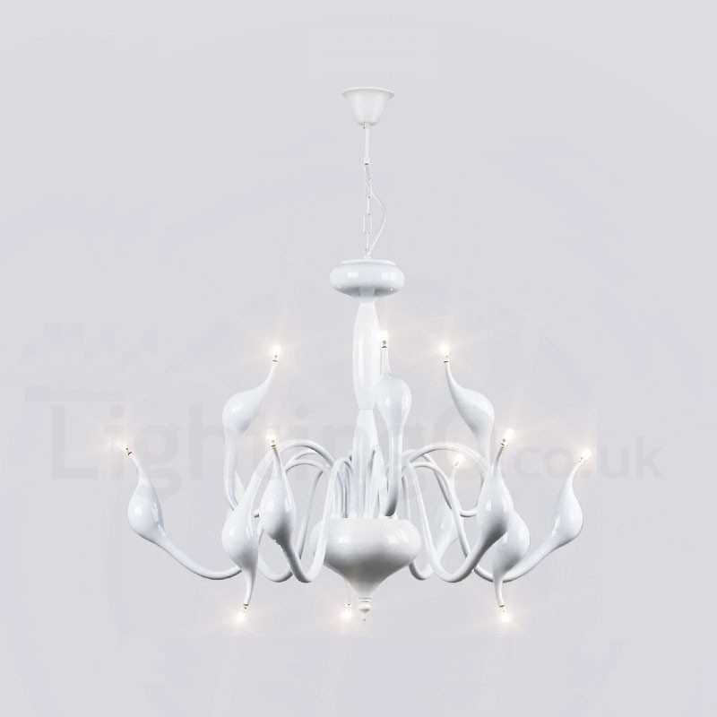 Candelabru din metal alb, modern, cu 12 lumini