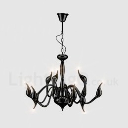 Candelabru modern Swan din metal negru cu 12 lumini