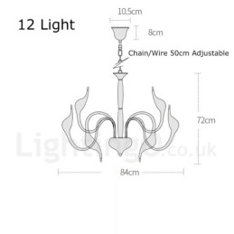 Candelabru modern Swan din metal auriu cu 12 lumini