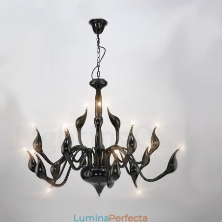 Candelabru Swan cu 18 lumini din inoxidabil G4 cu finisaj negru Candelabru Swan cu 18 lumini din inoxidabil G4 cu finisaj negru