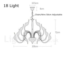 Candelabru lebădă modern cu 18 lumini din inoxidabil G4 cu finisaj auriu